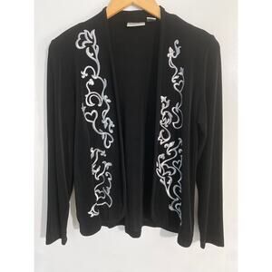 Chico’s Travelers cardigan women’s XS black embroidered comfort boho peasant